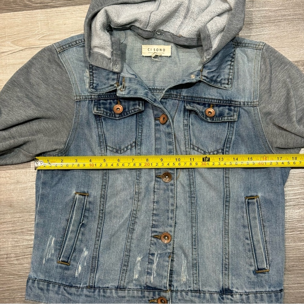 Ci Sono denim jacket detachable hoodie size large - Picture 6 of 9